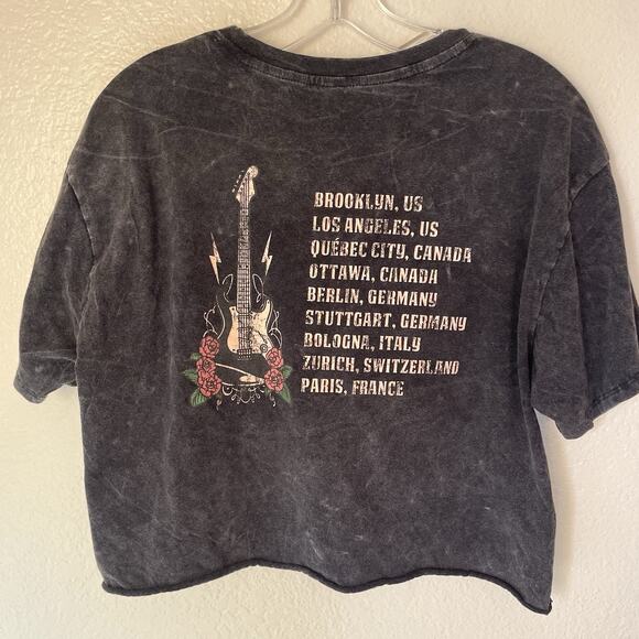 Organic Generation World Tour Rock T-Shirt XL Black Distressed Guitar Roses - Picture 2 of 6